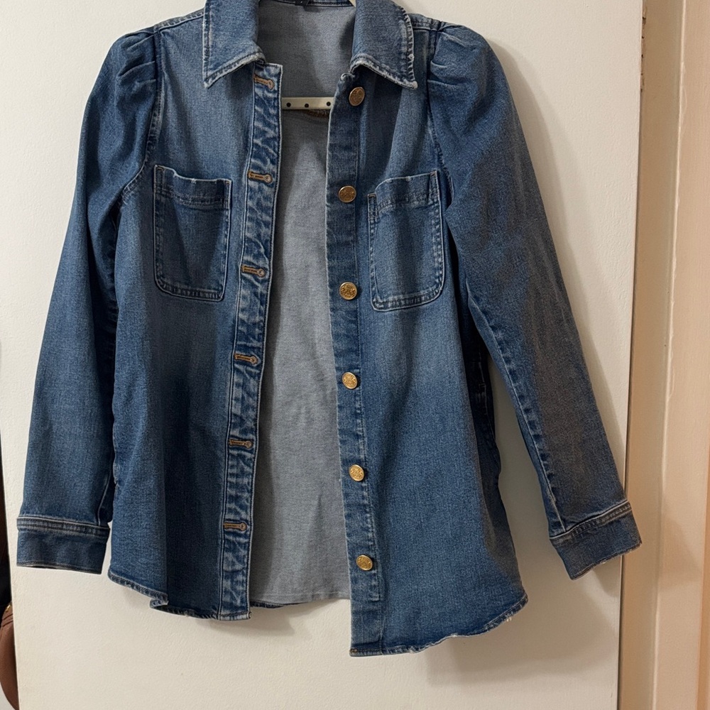 Express Blue Jean Jacket with Gold Buttons